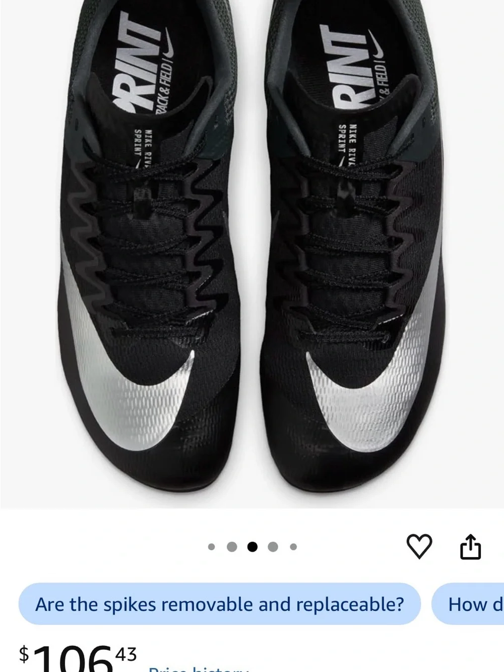 Nike Sprint Track Spikes in Black and Silver